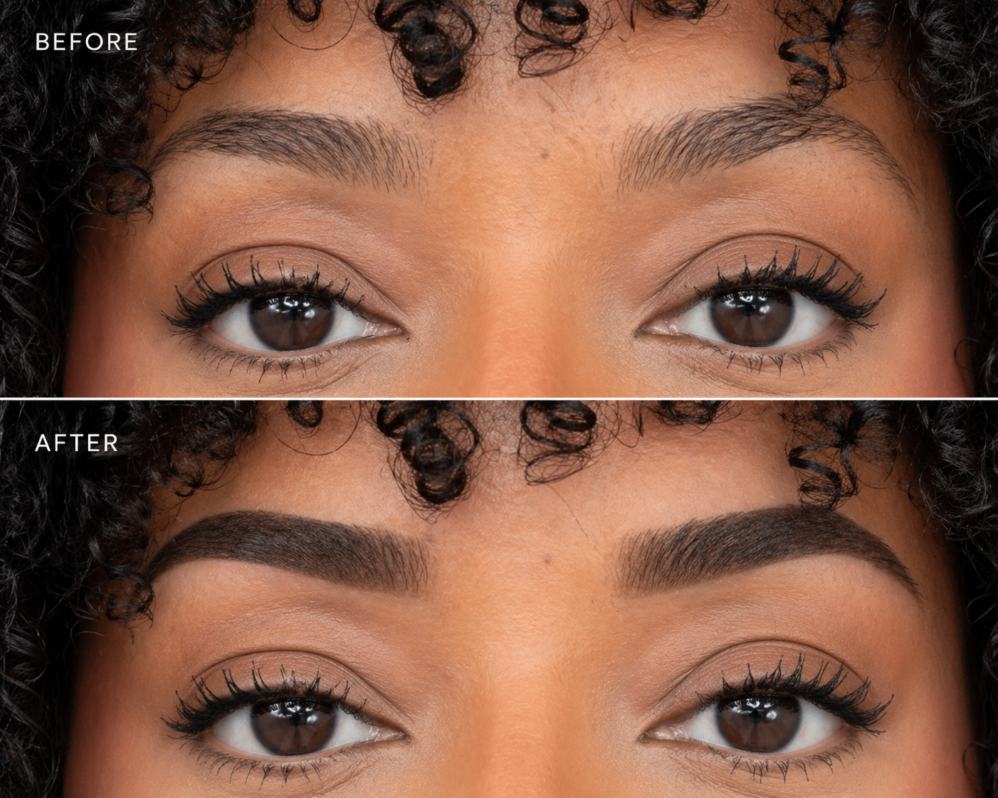 Powder brow enhancement — before and after