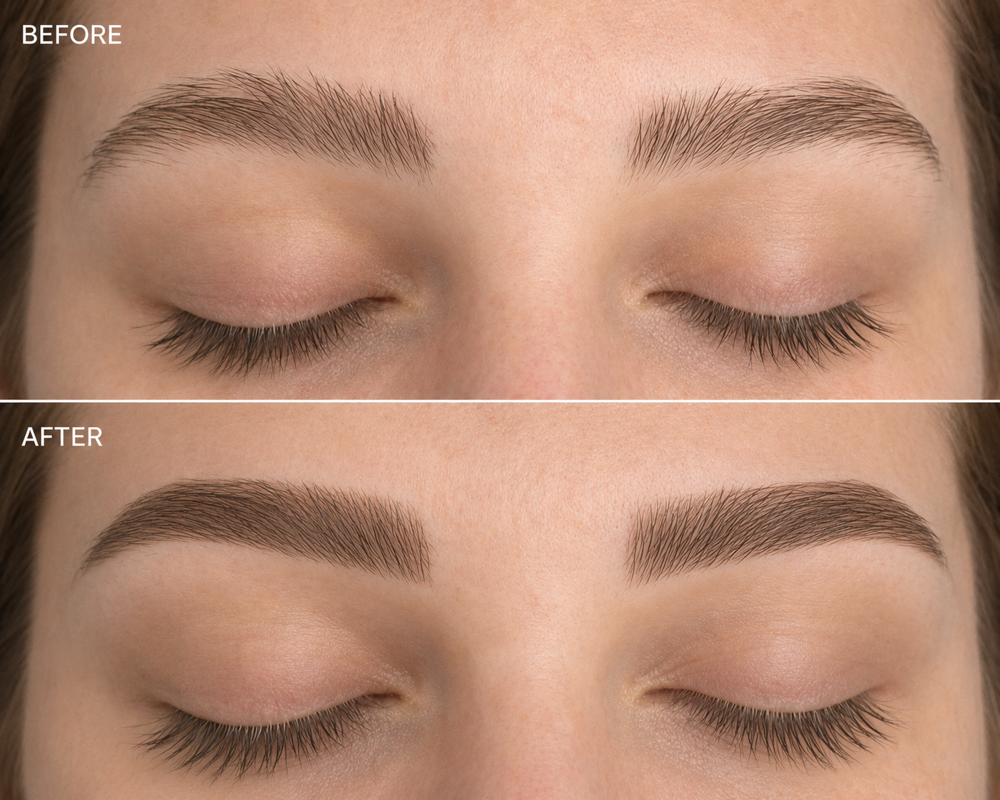 Brow lamination — before and after